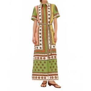 NEW ALEMAIS contina shirtdress in green